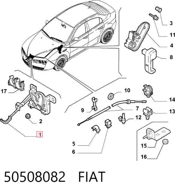 Замок капота 50508082 Fiat/Alfa/Lancia