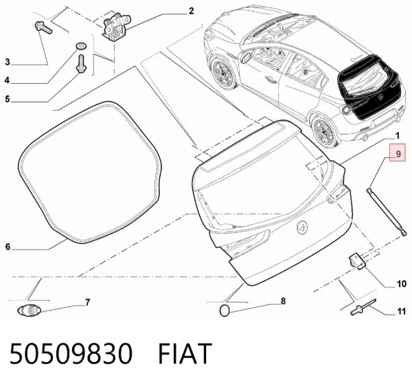 Амортизатор багажника 50509830 Fiat/Alfa/Lancia