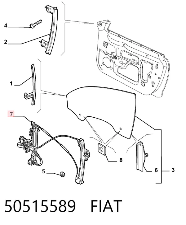 Механізм склопідіймача двері передньої, правої 50515589 Fiat/Alfa/Lancia