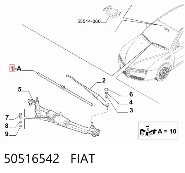 Щітка-двірник лобового скла, водійська 50516542 Fiat/Alfa/Lancia