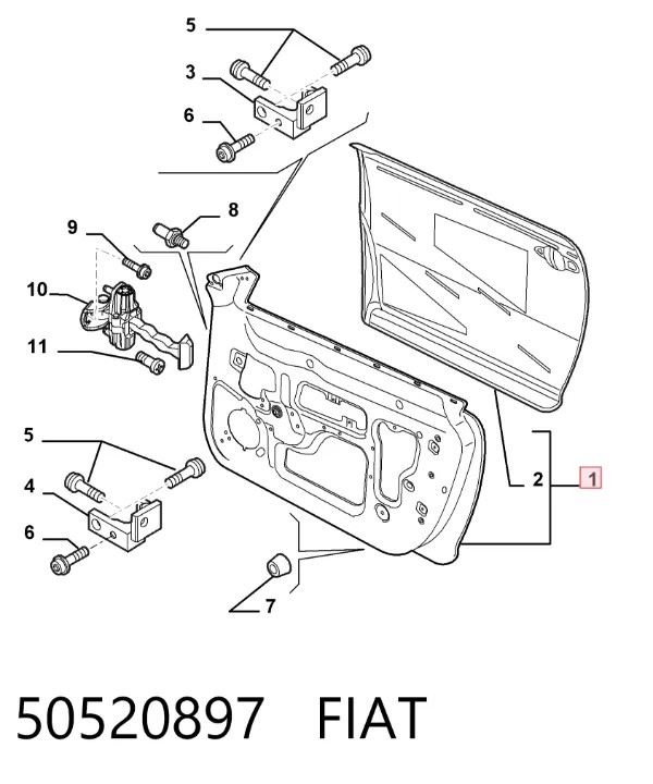 Двері передні ліві 50520897 Fiat/Alfa/Lancia