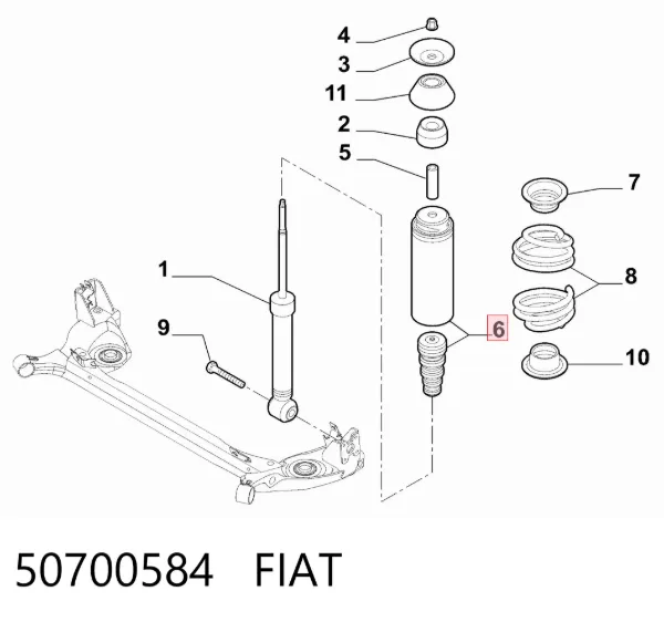 Відбійник заднього амортизатора 50700584 Fiat/Alfa/Lancia