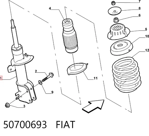 Амортизатор передній 50700693 Fiat/Alfa/Lancia