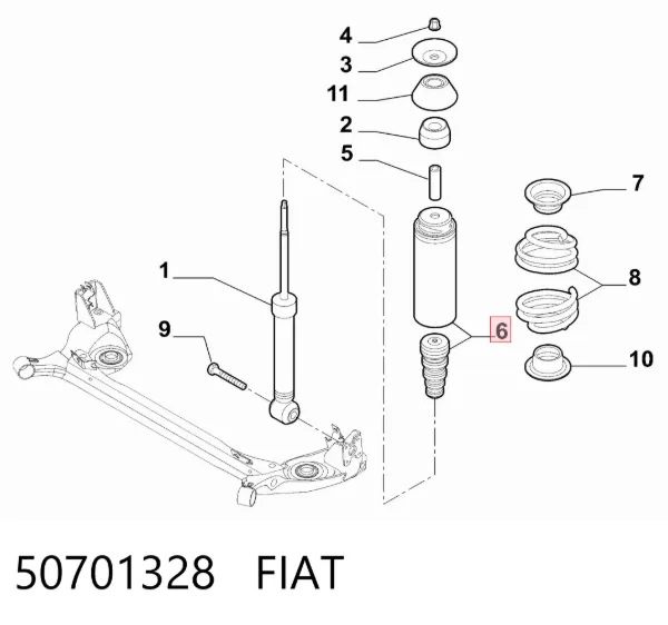 Відбійник заднього амортизатора 50701328 Fiat/Alfa/Lancia