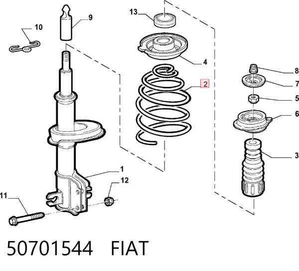 Пружина передня 50701544 Fiat/Alfa/Lancia