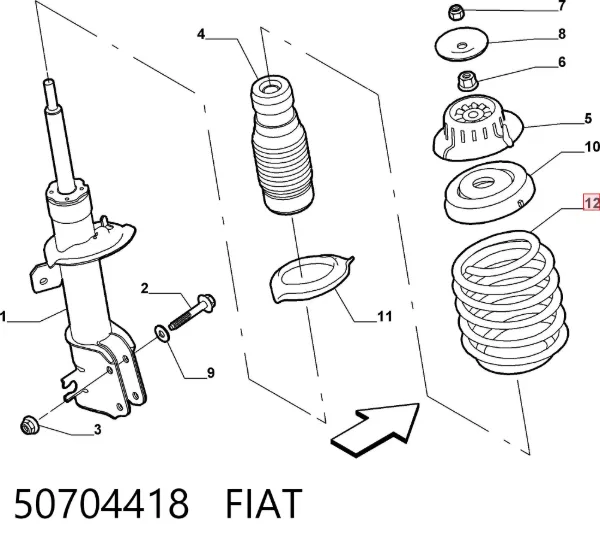 Пружина передня 50704418 Fiat/Alfa/Lancia
