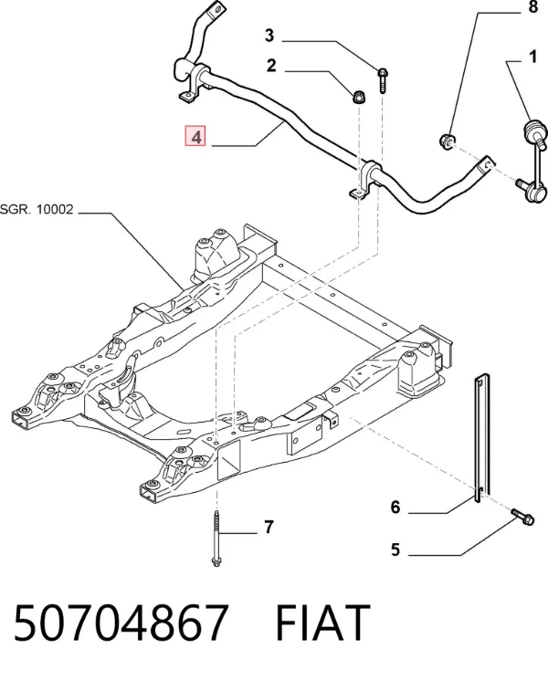 Передній стабілізатор 50704867 Fiat/Alfa/Lancia