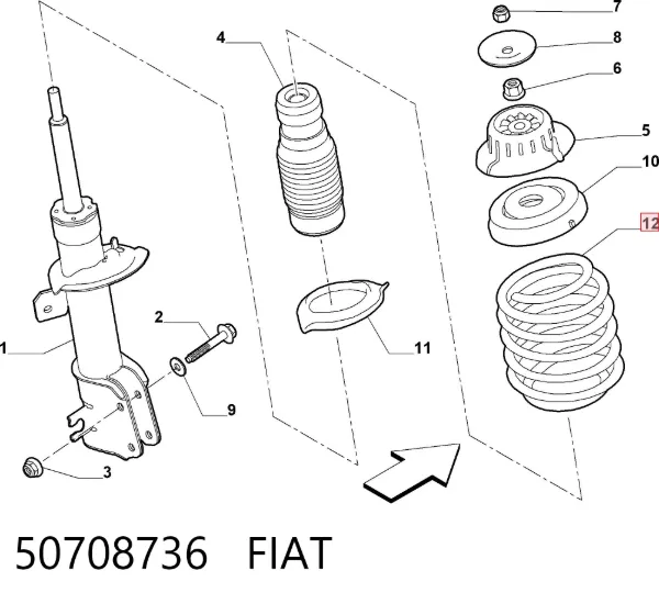 Пружина передня 50708736 Fiat/Alfa/Lancia