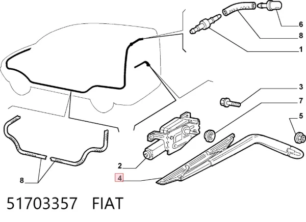 Важіль-поводок склоочисника заднього скла 51703357 Fiat/Alfa/Lancia