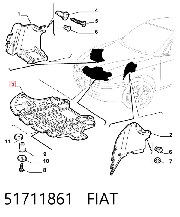Шумоізоляція капота 51711861 Fiat/Alfa/Lancia