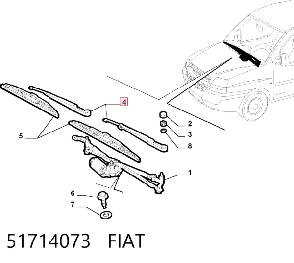 Важіль склоочисника 51714073 Fiat/Alfa/Lancia
