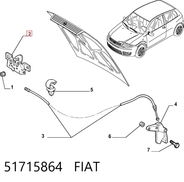 Замок капота 51715864 Fiat/Alfa/Lancia