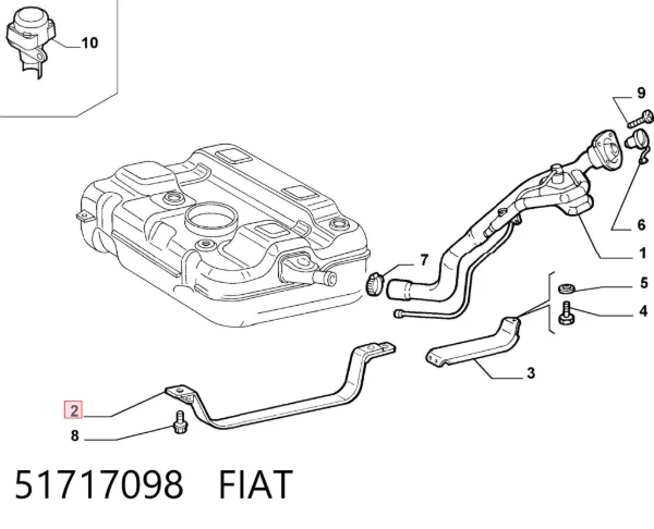 Кронштейн баку паливного 51717098 Fiat/Alfa/Lancia