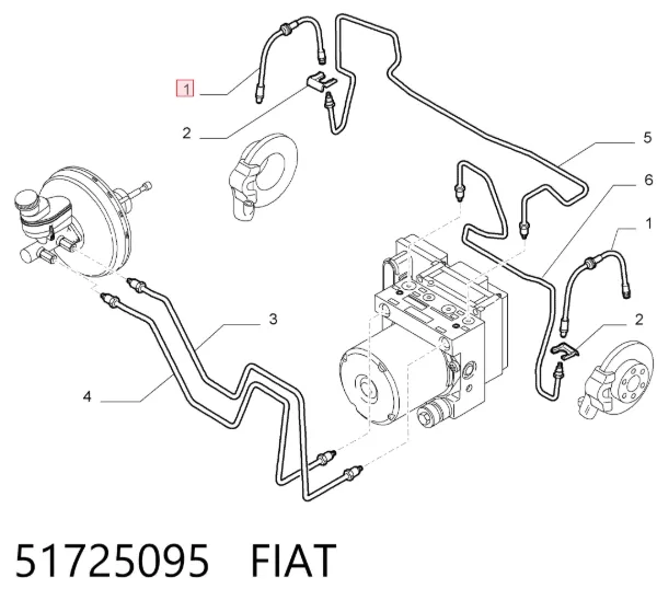 Гальмівні шланги передні 51725095 Fiat/Alfa/Lancia