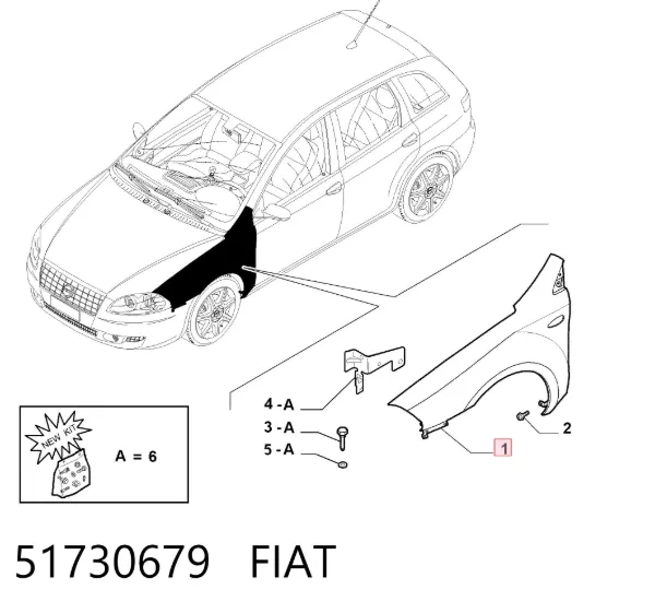 Крило переднє ліве 51730679 Fiat/Alfa/Lancia