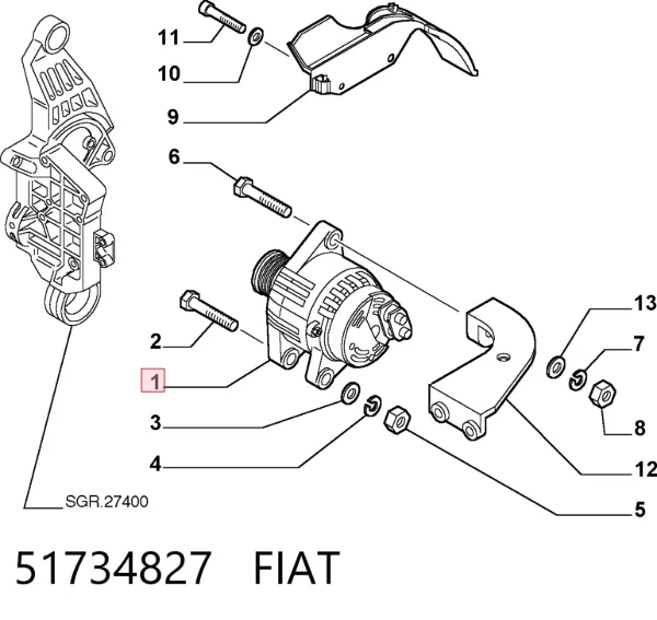 Генератор 51734827 Fiat/Alfa/Lancia