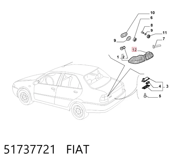 Ліхтар задній правий, внутрішній 51737721 Fiat/Alfa/Lancia