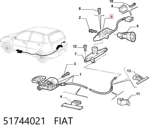 Замок багажника 51744021 Fiat/Alfa/Lancia