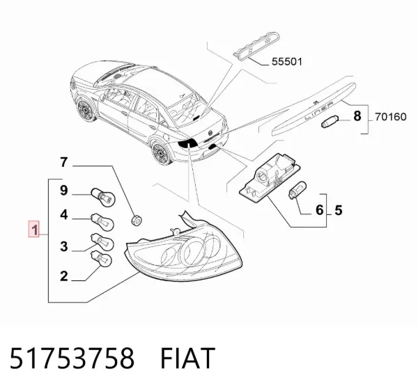 Лівий стоп 51753758 Fiat/Alfa/Lancia