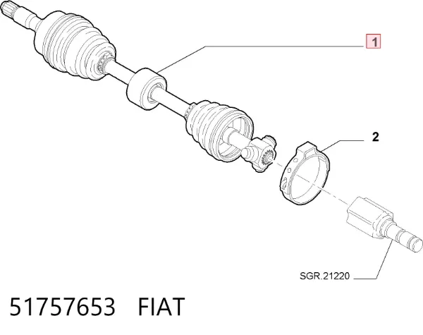 Піввісь права 51757653 Fiat/Alfa/Lancia