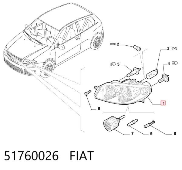 Фара ліва 51760026 Fiat/Alfa/Lancia