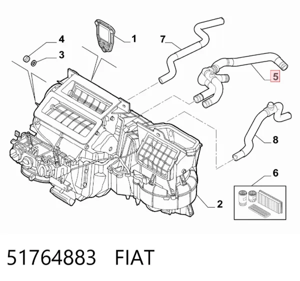 Шланг грубки/обігрівача 51764883 Fiat/Alfa/Lancia
