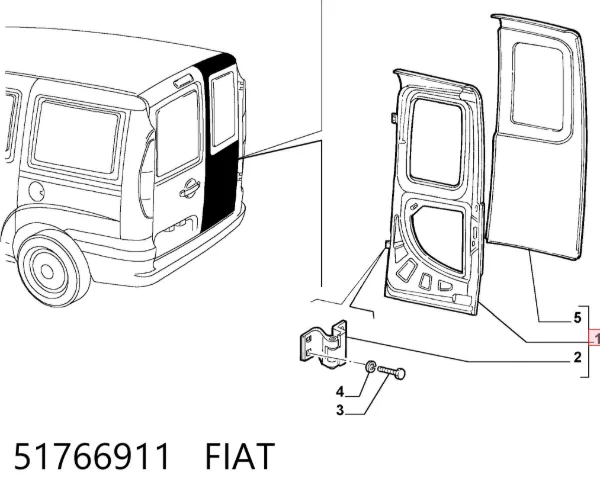 Двері фургона задні, розпашні, праві 51766911 Fiat/Alfa/Lancia