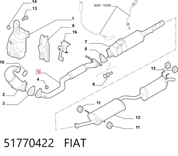 Труба приймальна (штани) глушника, передня 51770422 Fiat/Alfa/Lancia