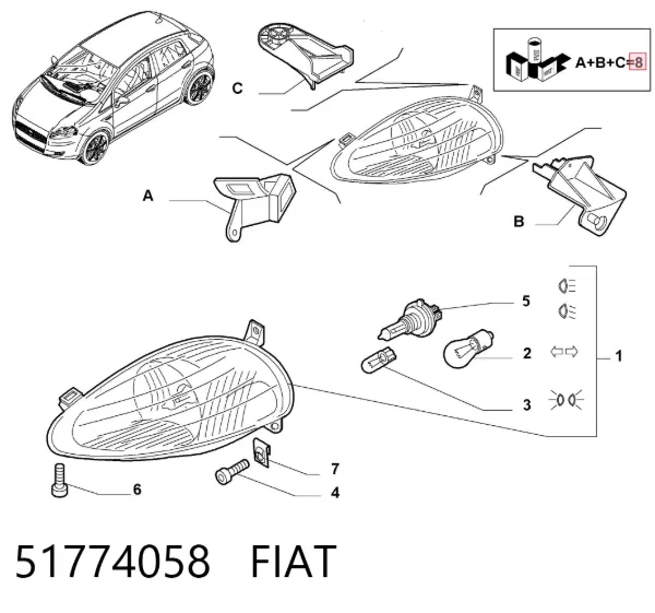 Кронштейн-адаптер кріплення фари передньої, правої 51774058 Fiat/Alfa/Lancia