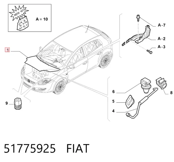 Капот 51775925 Fiat/Alfa/Lancia