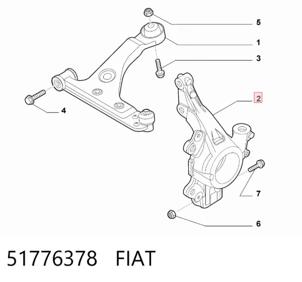 Цапфа - поворотний кулак передній, лівий 51776378 Fiat/Alfa/Lancia
