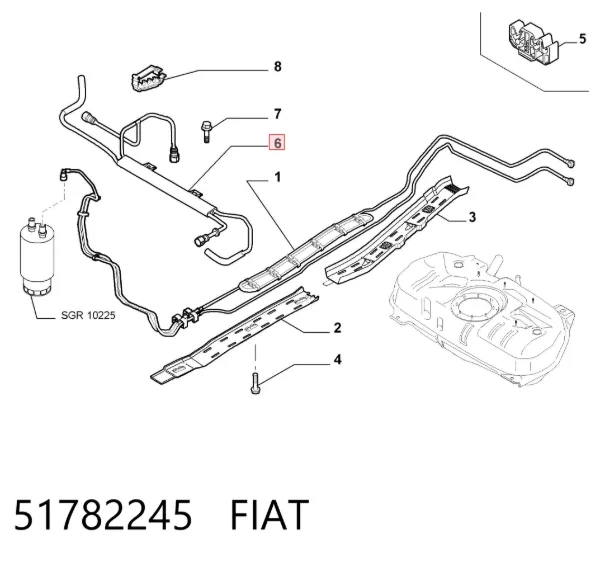 Трубка паливна, від фільтра до насосу 51782245 Fiat/Alfa/Lancia