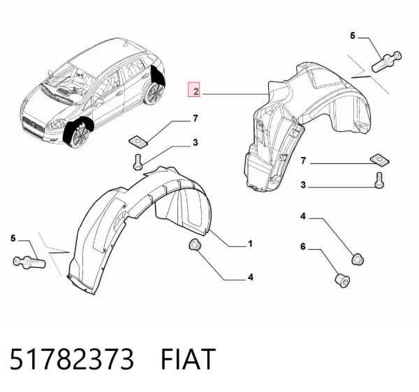 Підкрилок заднього крила, правий 51782373 Fiat/Alfa/Lancia