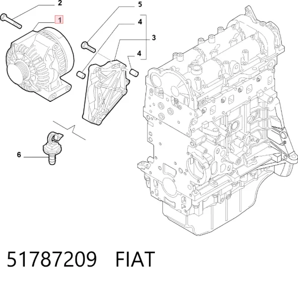Генератор 51787209 Fiat/Alfa/Lancia
