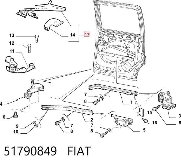 Ролик двері бічної/зсувної, правий верхній 51790849 Fiat/Alfa/Lancia