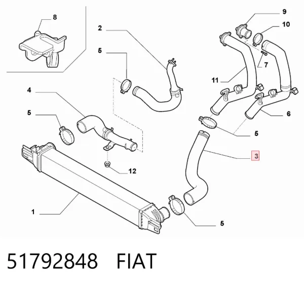 Шланг/патрубок интеркуллера 51792848 Fiat/Alfa/Lancia
