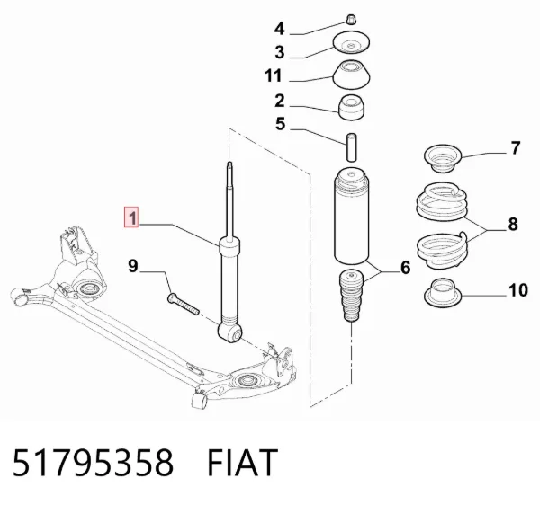 Амортизатор задній 51795358 Fiat/Alfa/Lancia