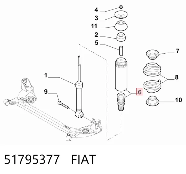 Відбійник заднього амортизатора 51795377 Fiat/Alfa/Lancia