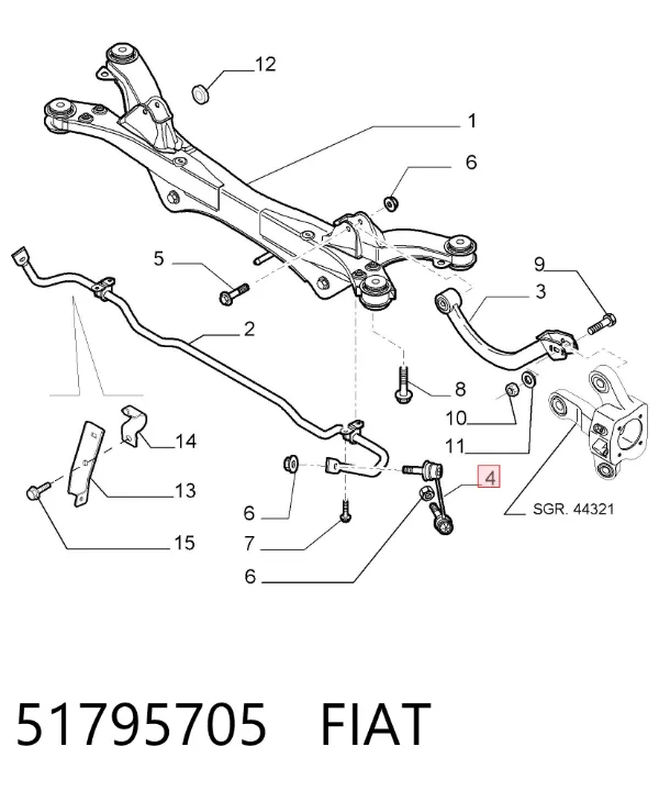Стійка стабілізатора заднього, ліва 51795705 Fiat/Alfa/Lancia