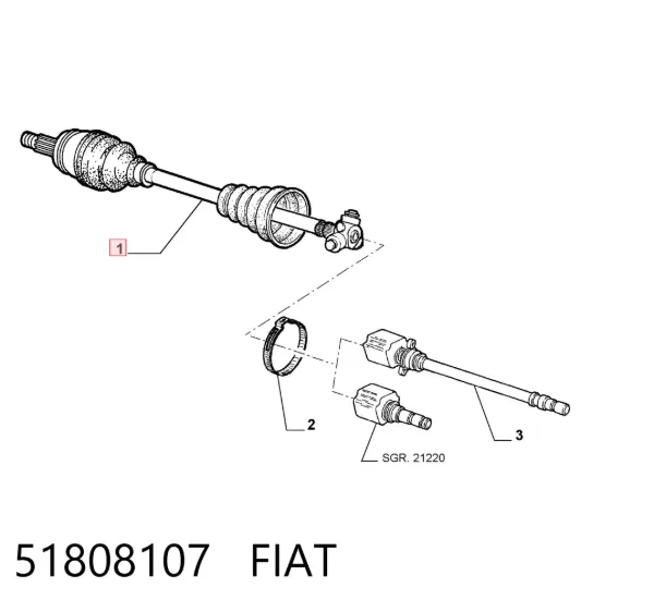 Ліва піввісь 51808107 Fiat/Alfa/Lancia