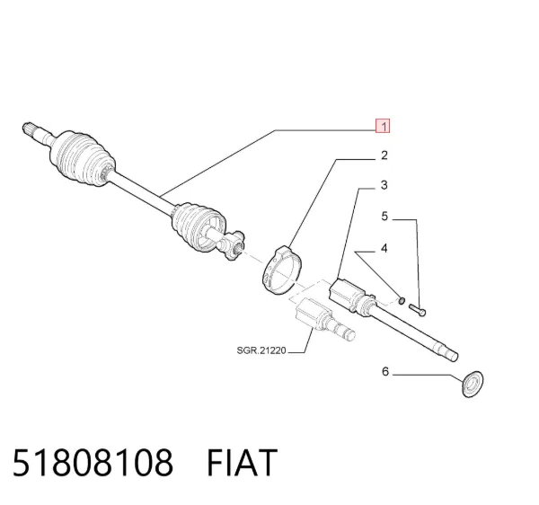 Ліва піввісь 51808108 Fiat/Alfa/Lancia