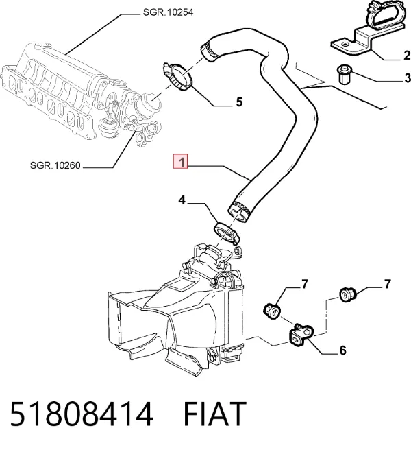 Шланг/патрубок интеркуллера 51808414 Fiat/Alfa/Lancia