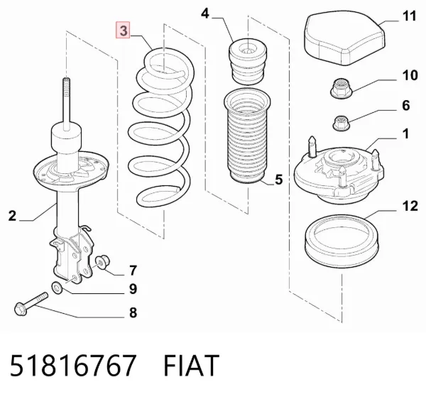 Пружина передня 51816767 Fiat/Alfa/Lancia