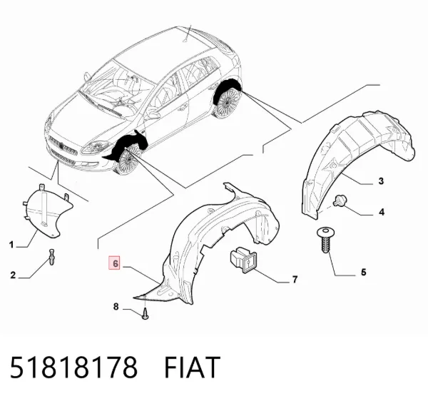 Підкрилок передній лівий 51818178 Fiat/Alfa/Lancia