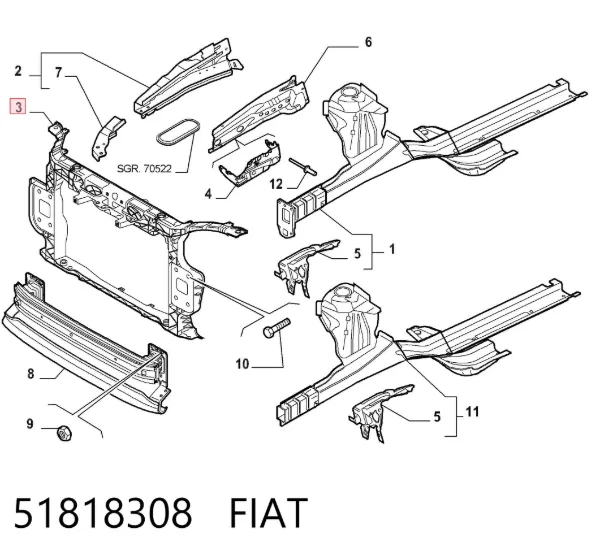 Рамка радіатора 51818308 Fiat/Alfa/Lancia