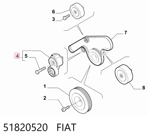 Натягувач приводного ременя 51820520 Fiat/Alfa/Lancia