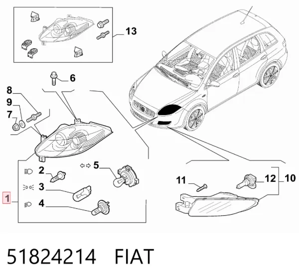 Фара права 51824214 Fiat/Alfa/Lancia