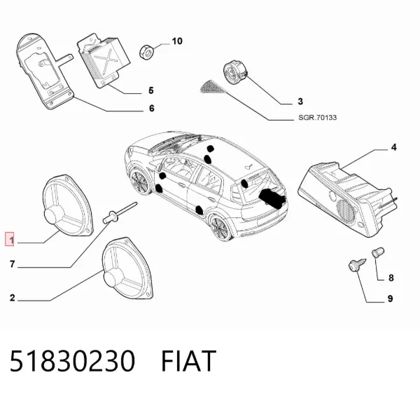 Динамік передньої двері 51830230 Fiat/Alfa/Lancia