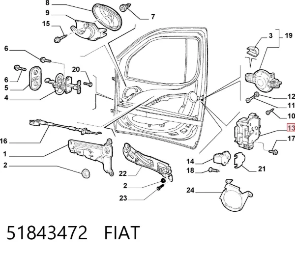 Замок дверки правої передньої 51843472 Fiat/Alfa/Lancia
