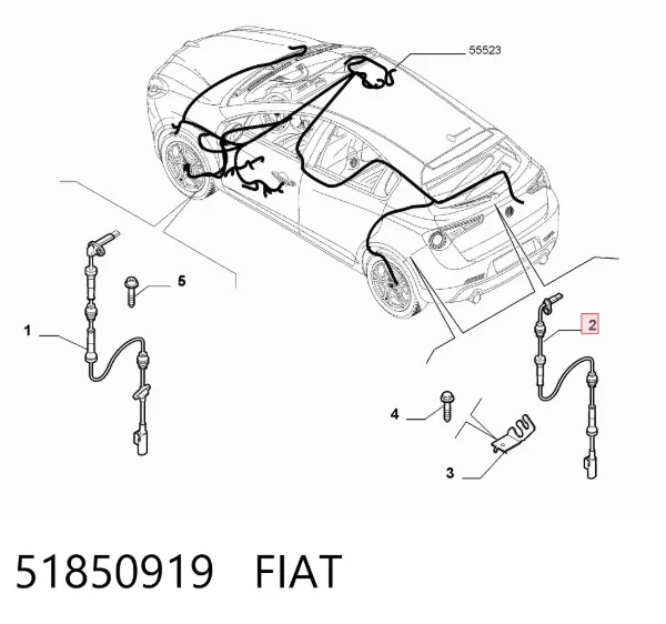 Датчик АБС (ABS) задній 51850919 Fiat/Alfa/Lancia